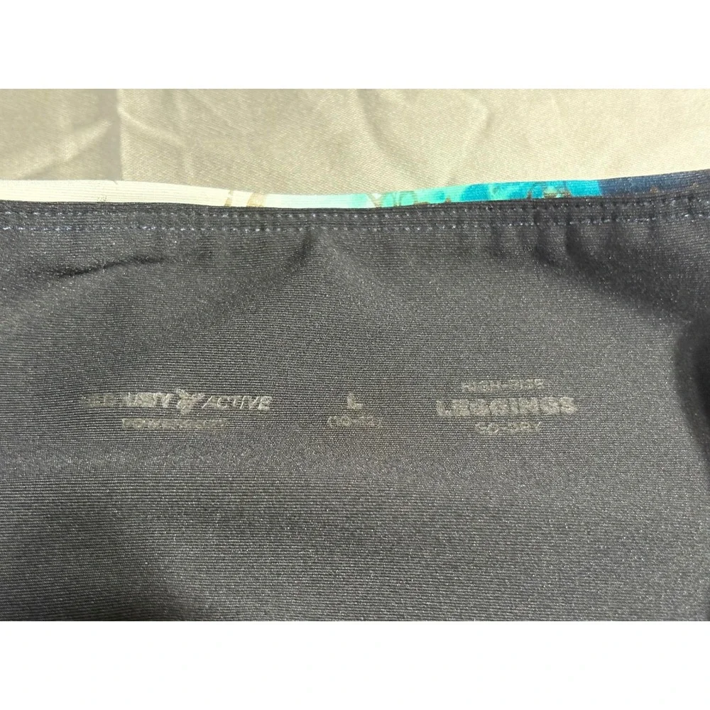 Old Navy Active PowerSoft Leggings Blue Marble Gold Foil High Rise Women L 10-12